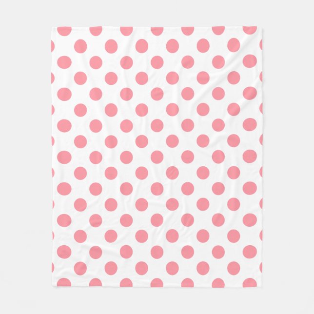 Koral och vitt polka dots fleecefilt (Framsidan)