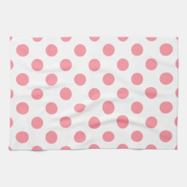 Koral och vitt polka dots kökshandduk