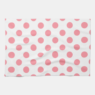 Koral och vitt polka dots kökshandduk