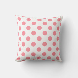 Koral och vitt polka dots kudde