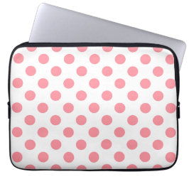 Koral och vitt polka dots laptop fodral
