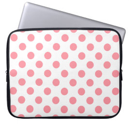 Koral och vitt polka dots laptop sleeve