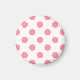 Koral och vitt polka dots magnet