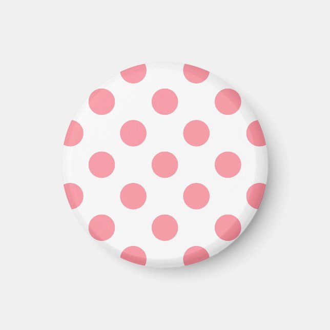 Koral och vitt polka dots magnet (Framsidan)