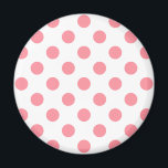 Koral och vitt polka dots magnet<br><div class="desc">Koral och vitt polka dots</div>