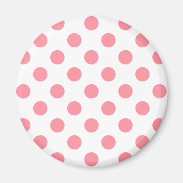 Koral och vitt polka dots magnet (Framsidan)