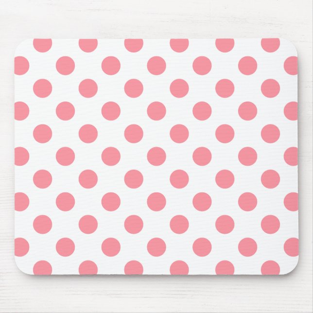Koral och vitt polka dots musmatta (Framsidan)