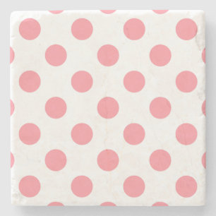 Koral och vitt polka dots stenunderlägg