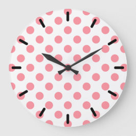 Koral och vitt polka dots stor klocka