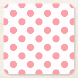 Koral och vitt polka dots underlägg papper kvadrat