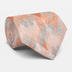 Koral, orange, beige, grått texturerad zigzag. slips
