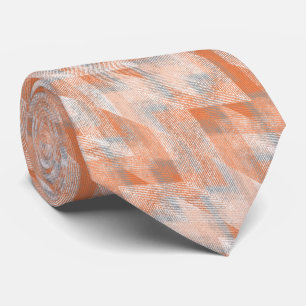 Koral, orange, beige, grått texturerad zigzag. slips