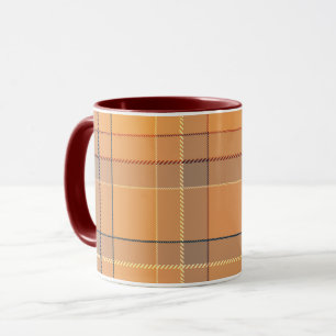 Koral, orange, brun tartan plaid. mugg