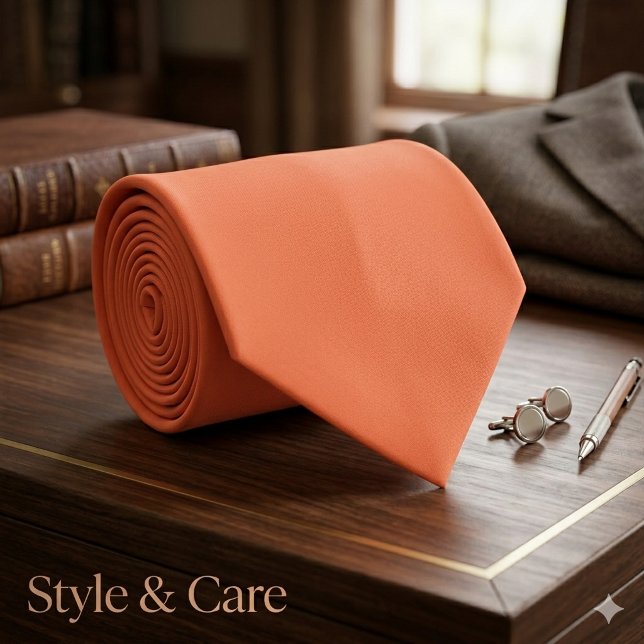 Koral Orangefärgad Formell Slip för Herrar Slips (Solid Coral Orange Color Formal Neck Tie)