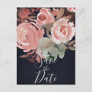 Koral Peach Rosa Mjuk Djärv Blommig Spara Datum Meddelande Vykort