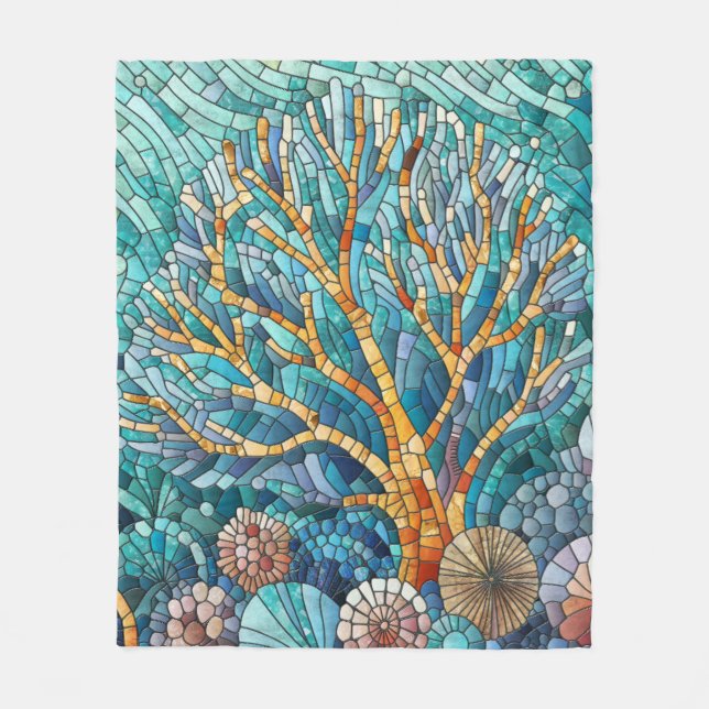 Koral Reef mosaic art Fleecefilt (Framsidan)