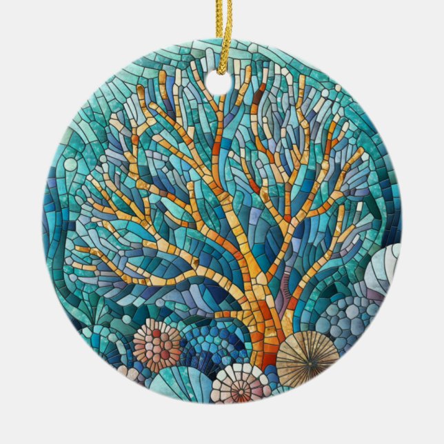 Koral Reef mosaic art Julgransprydnad Keramik (Framsidan)