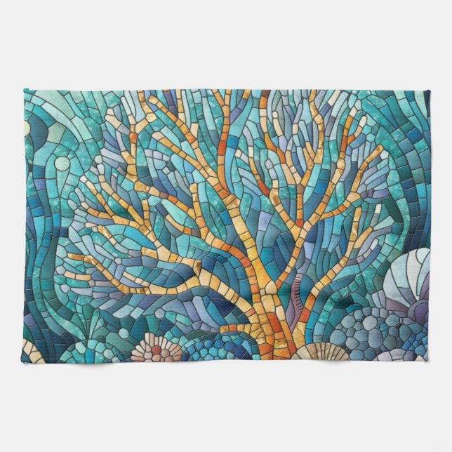 Koral Reef mosaic art Kökshandduk (Horisontell)