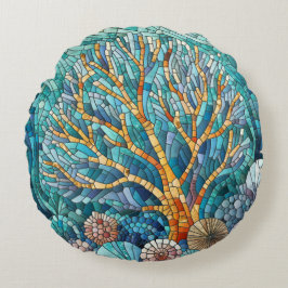 Koral Reef mosaic art Rund Kudde