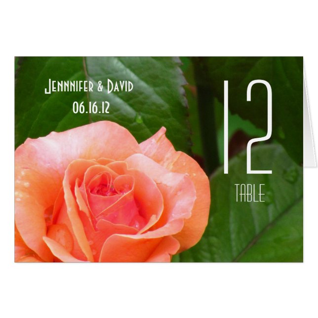 Koral Ro Bröllop Bord-kort OBS Kort (Framsidan Horizontal)