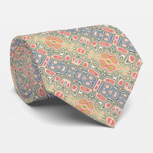 Koral Röd Grön Pastell Blå Nouveau Deco Mönster Slips