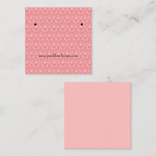Koral Rosa Art Deco Iris Visning Card Fyrkantigt Visitkort (Fram/baksida)