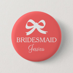 Koral rosa bridesmaid-knapp för bröllopsfest knapp