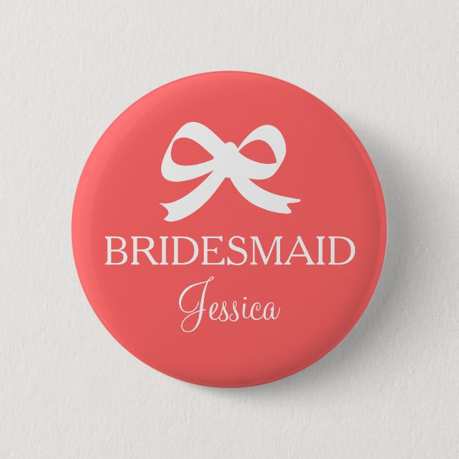 Koral rosa bridesmaid-knapp för bröllopsfest knapp (Framsida)