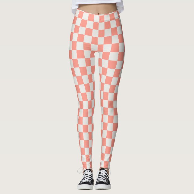 Koral Rosa Checkerboard Leggings - Fet & Playing (Framsida)