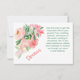 Koral Rosa Grönt Blommigt Bröllop-detaljinmatnings OSA Kort