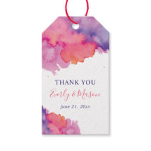 Koral Rosa & Lila Abstrakt Vattenfärg Bröllop