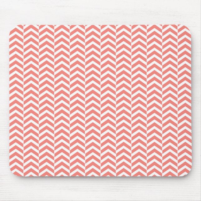 Koral Rosa med Teal Chevron Mönster Musmatta (Framsidan)