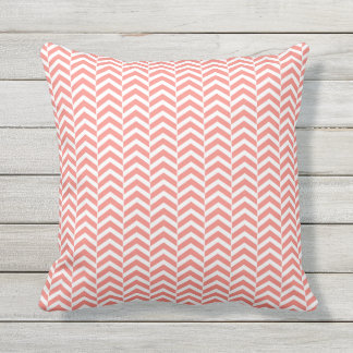 Koral Rosa med Teal Chevron Mönster Utomhuskudde