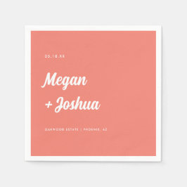 Koral Rosa Minimalistisk Bröllopsskrift Pappersservett