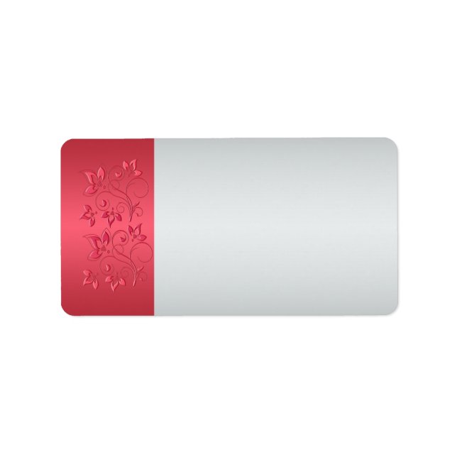 Koral Rosa och Grått Blommigt Adressetikett tomt (Framsidan)