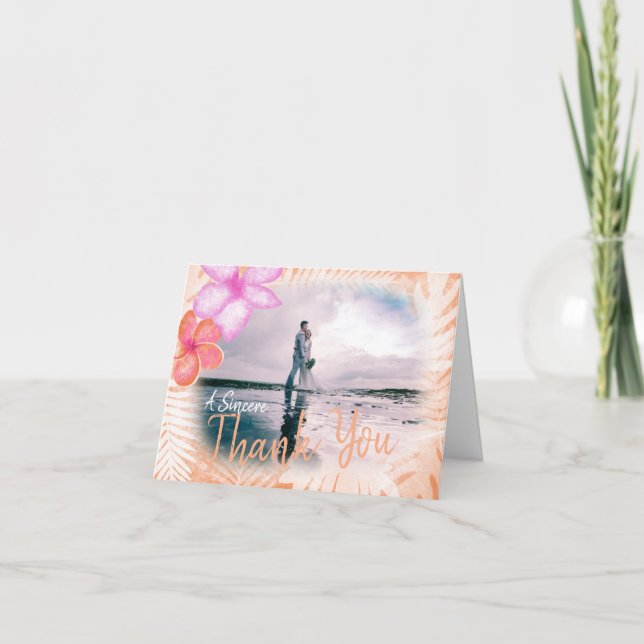 Koral, Rosa Plumeria Flowers - Tack, ditt kort (Framsida)