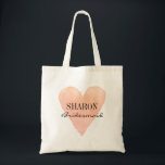 Koral rosa vattenfärgsbridesaid tote bags tygkasse<br><div class="desc">Classy Coral rosa vattencolor eart eart bridesmaid tote bags. Personlig vatten färg målar kärlek symbolen bridesaid tote bags för lagbrid. Fin vintage ser ut att vara utformad med elegantens skripttext och eget namn. Gör en till brudtärna, blomflicka, maid of honor, hedersbetygelse, budens mamma etc. Stam rustik ikon för chic bröllopsfest,...</div>