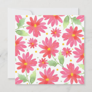 Koral Rosa Watercolor Daisy Mönster 2