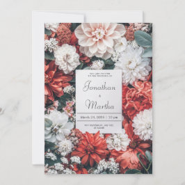 Koral Rost Vit Dahlia Blommig Höstbröllop Inbjudningar