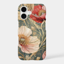 Koral Trädgårdsblomning - Botanisk Art Nouveau