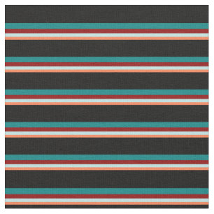 Koral, turkos, Mörk Red, Teal & Black Färgad Tyg