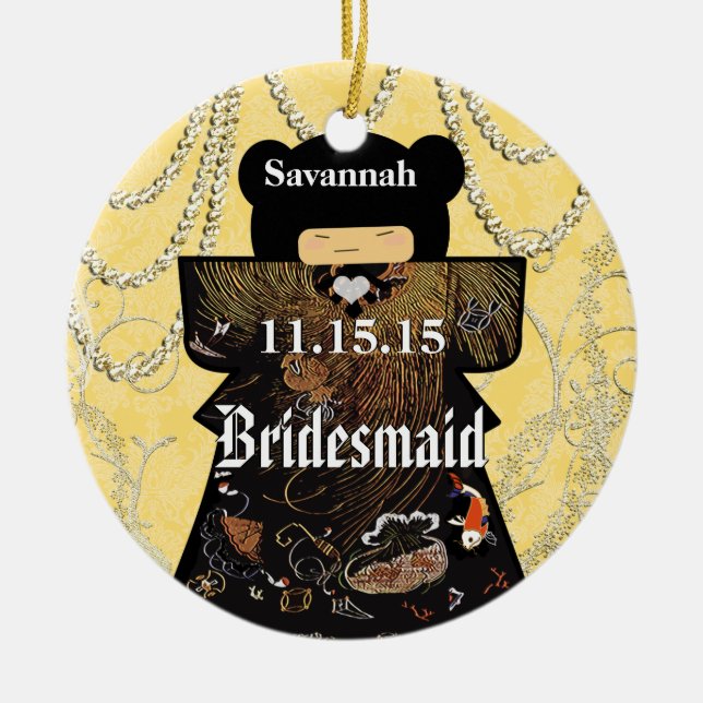 Koralförändringar i asiatiska Kimono-biskabyte Julgransprydnad Keramik (Framsidan)