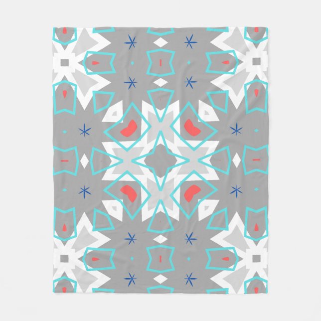 Koralgrå Mandala-mönster | Geometriskt blomsterboh Fleecefilt (Framsidan)