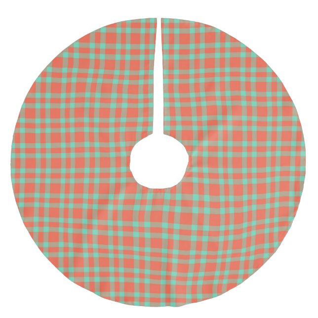 Koralj Akvamarin Karomuster Julgransmatta Borstad Polyester (Framsidan)