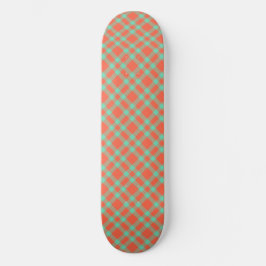 Koralj Blågrön Rutig Mönster Mini Skateboard Bräda 18,5 Cm