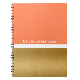 Koralj & Guld & Vit Modern Glam Journal Notebook Anteckningsbok Med Spiral