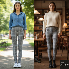 Koralj och Salvia-rutig Leggings