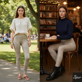 Koralj och Salvia-rutig Leggings