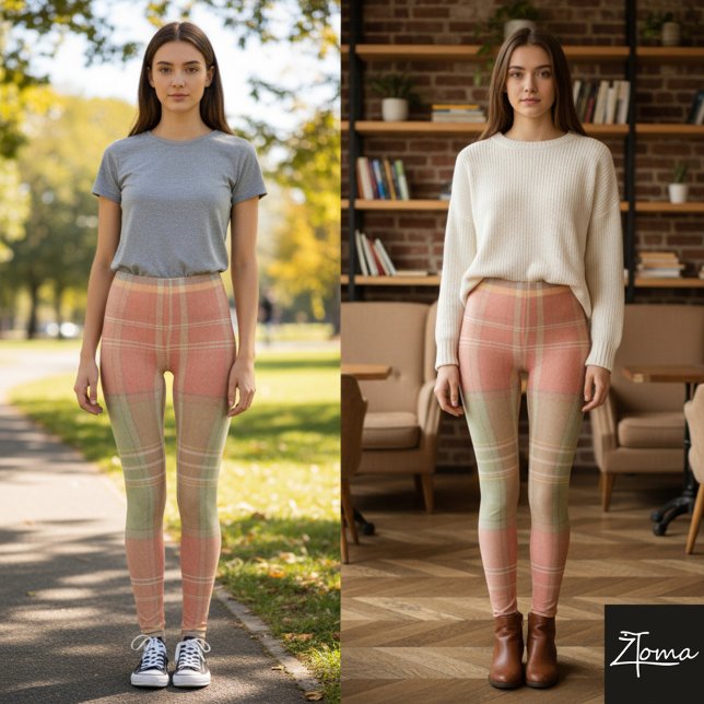 Koralj och Salvia-rutigt Leggings (Skapare uppladdad)