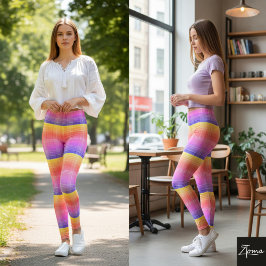 Koralj och Salvia Rutmönster Leggings